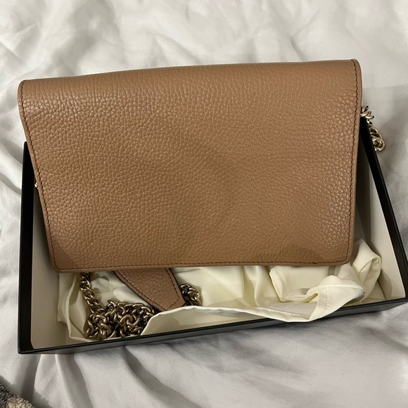 Gucci Camelia Beige Soho Disco Leather Crossbody Bag wallet on chain - Picture 3 of 8